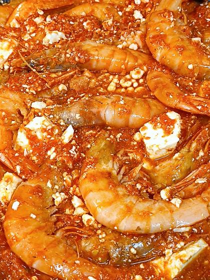 Prawn Saganaki with Fresh Tomatoes and Feta