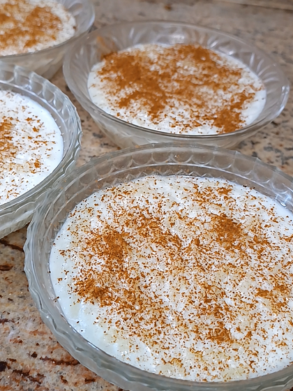 Homemade Greek Rice Pudding with Vanilla and Cinnamon