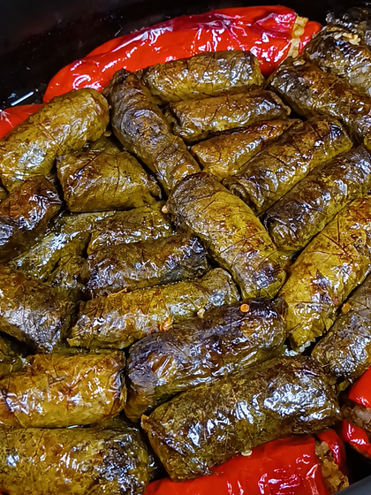 Oven Baked Greek Stuffed Vine Leaves