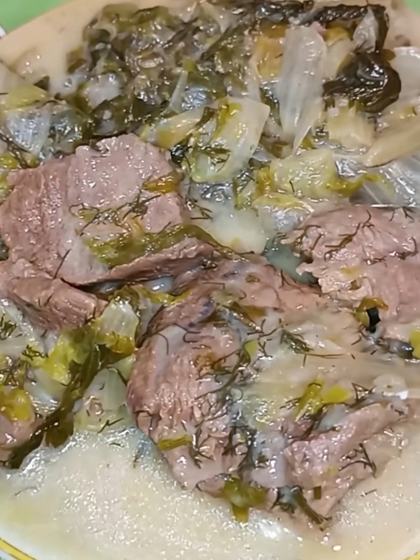 Greek Beef Fricassee with Lettuce and Avgolemono