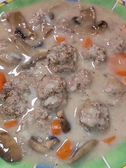 Giouvarlakia Avgolemono with Carrots and Mushrooms